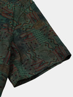 Green Geometric Abstract Vintage Short Sleeve Shirt