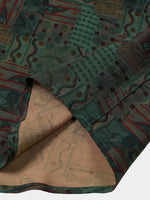 Green Geometric Abstract Vintage Short Sleeve Shirt