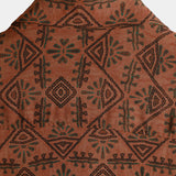 Bohemian Orange Tribal Geometric Print Short Sleeve Shirt