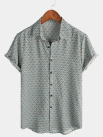 Casual Vintage Geometric Button Short-Sleeve Shirt