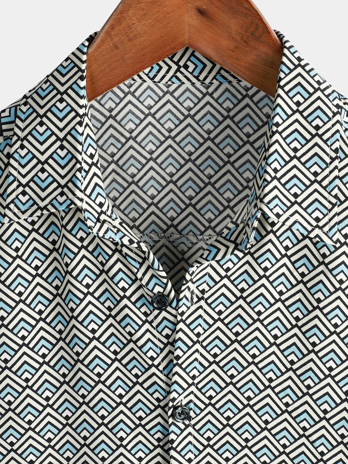 Casual Vintage Geometric Button Short-Sleeve Shirt