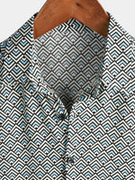 Casual Vintage Geometric Button Short-Sleeve Shirt