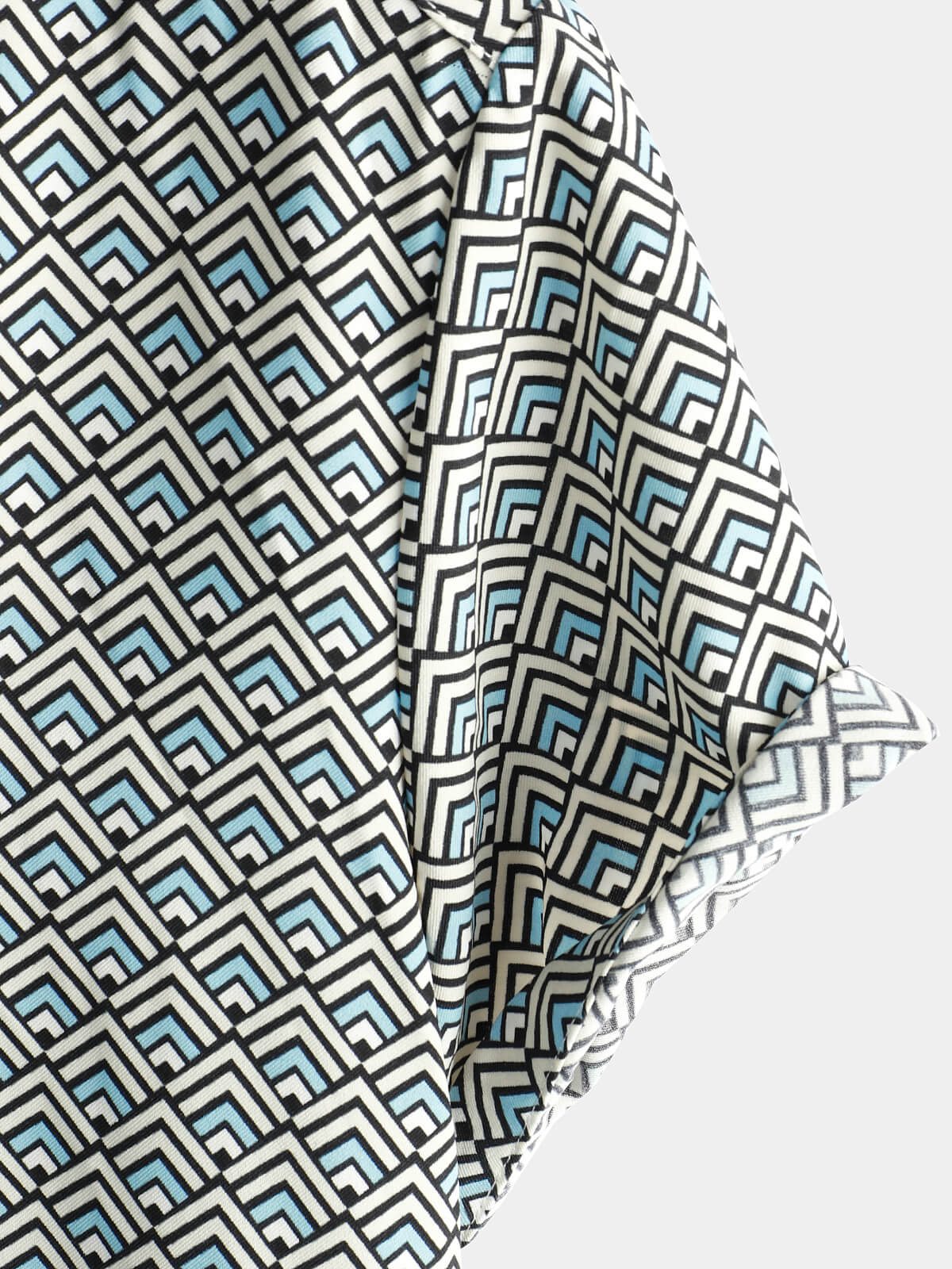 Casual Vintage Geometric Button Short-Sleeve Shirt