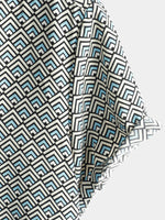 Casual Vintage Geometric Button Short-Sleeve Shirt