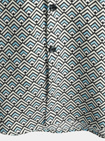 Casual Vintage Geometric Button Short-Sleeve Shirt