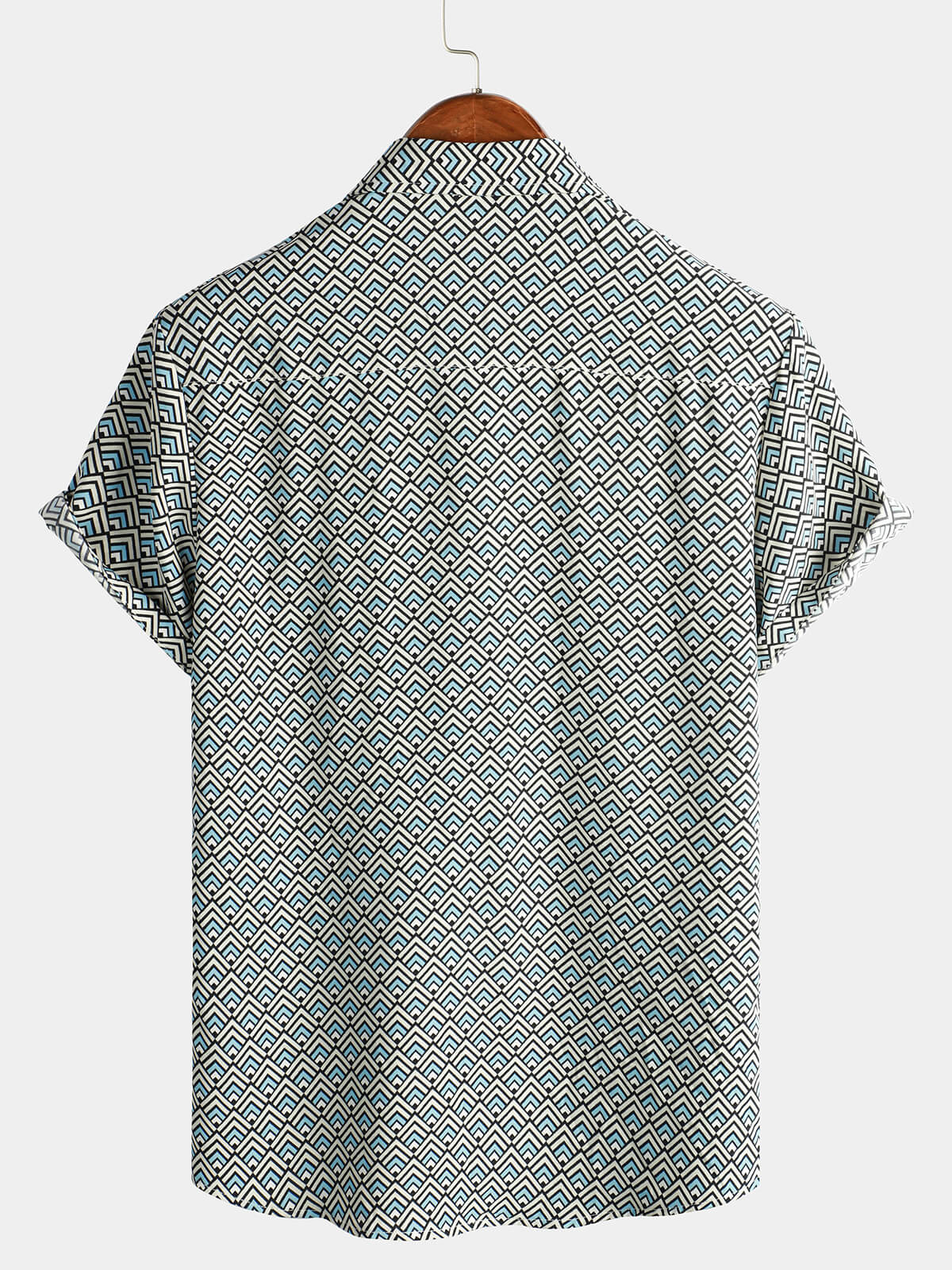 Casual Vintage Geometric Button Short-Sleeve Shirt