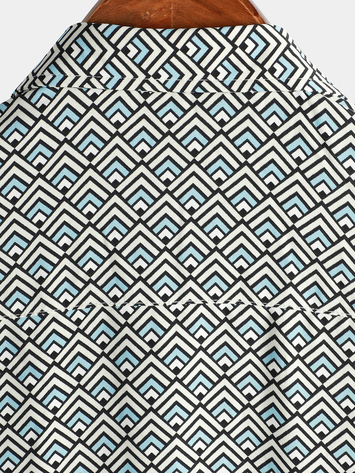 Casual Vintage Geometric Button Short-Sleeve Shirt