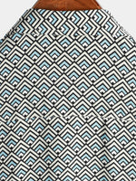 Casual Vintage Geometric Button Short-Sleeve Shirt