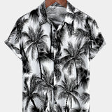 Button-Up Hawaiian Short Sleeve Shirt, Tropical Palm