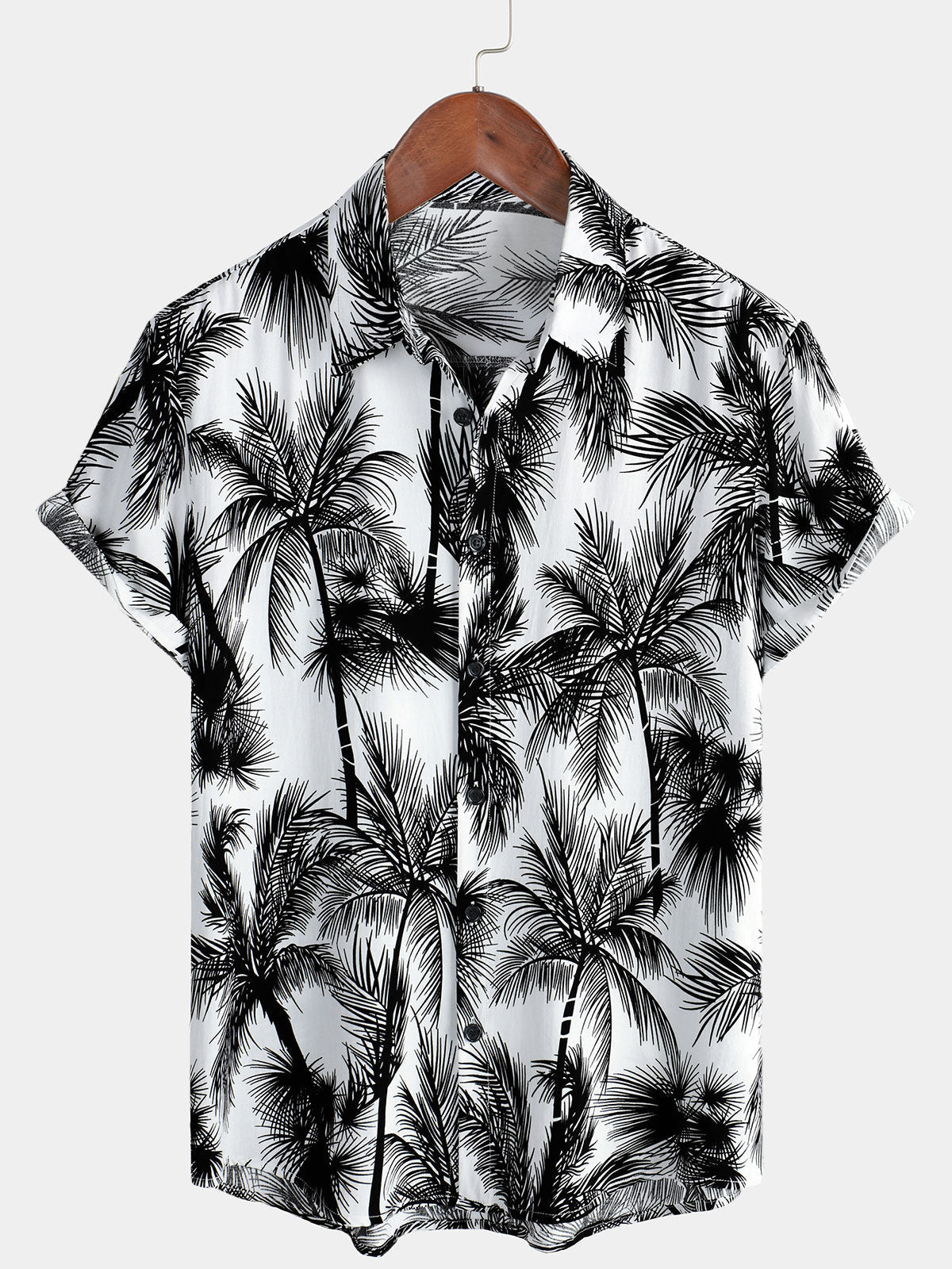 Button-Up Hawaiian Short Sleeve Shirt, Tropical Palm