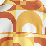 Retro Summer Men's Cotton Shirt, Buttons, Vintage Orange, Geometric, Disco, Beach, Cool, Short Sleeve