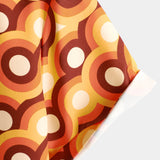 Vintage 70s Orange Geometric Circle Summer Beach Short Sleeve Shirt