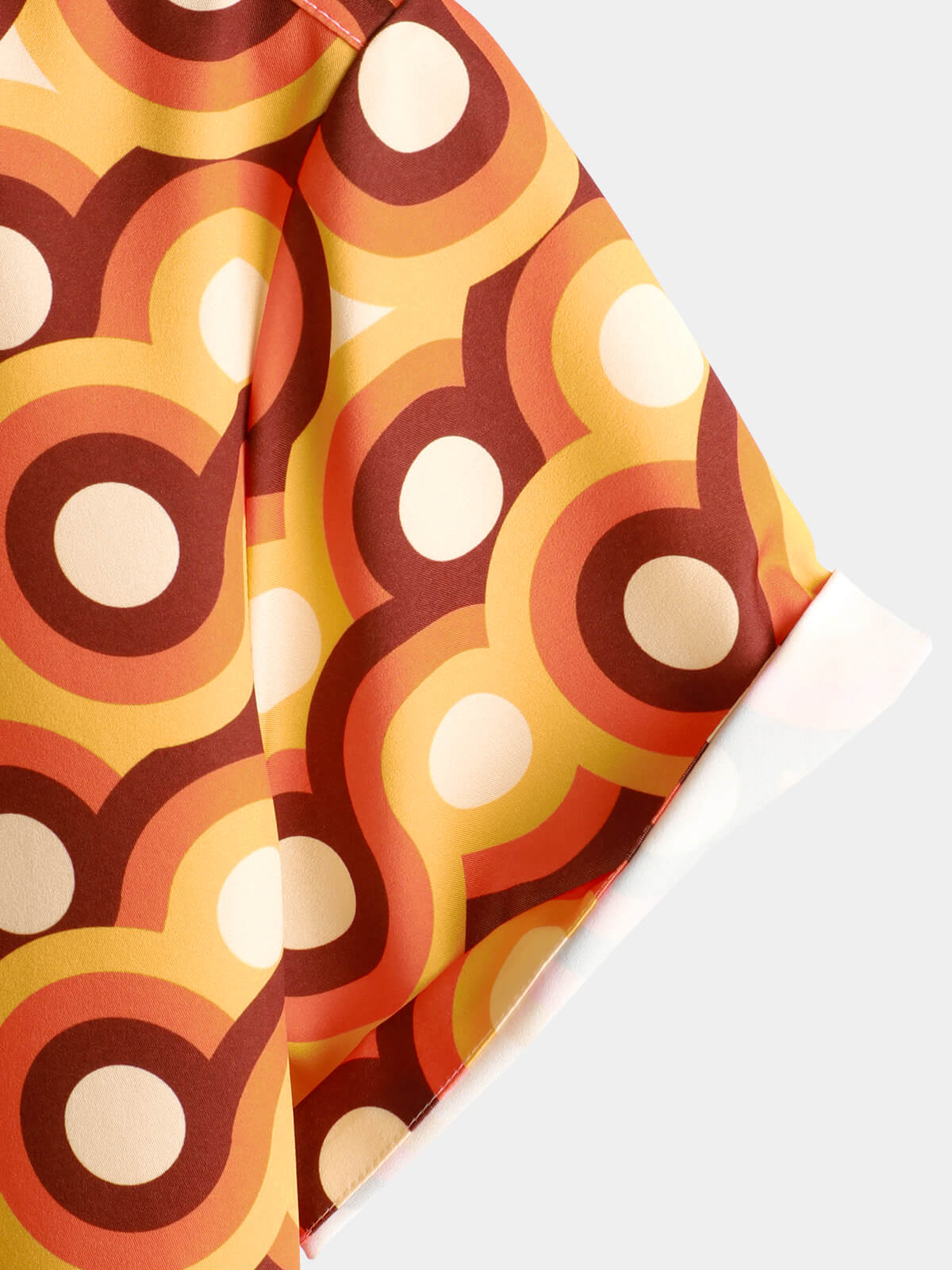 Vintage 70s Orange Geometric Circle Summer Beach Short Sleeve Shirt