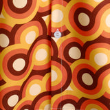 Vintage 70s Orange Geometric Circle Summer Beach Short Sleeve Shirt