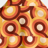 Vintage 70s Orange Geometric Circle Summer Beach Short Sleeve Shirt