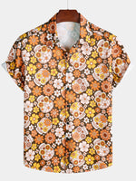Sugar Skull and Daisy Print Holiday Style Short Sleeve Shirt