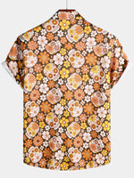 Sugar Skull and Daisy Print Holiday Style Short Sleeve Shirt