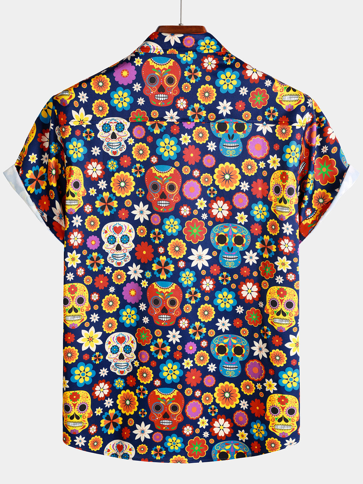 Sugar Skull Pattern Punk Rock Holiday Beach Short Sleeve Shirt