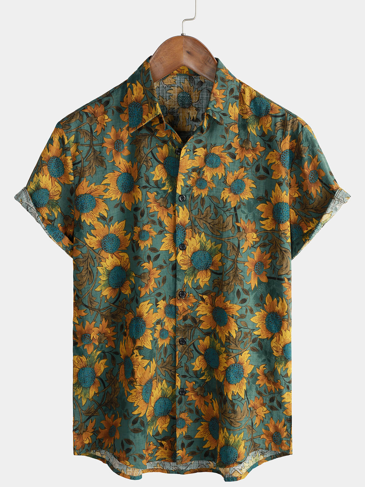 Retro Sunflower Breathable Short-Sleeve Summer Shirt