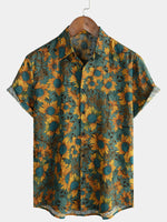 Retro Sunflower Breathable Short-Sleeve Summer Shirt