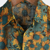 Retro Sunflower Breathable Short-Sleeve Summer Shirt
