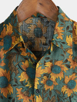 Retro Sunflower Breathable Short-Sleeve Summer Shirt