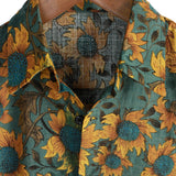 Summer Shirt with Short Sleeves in Retro Style with Sunflower Motif for Men
