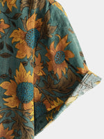 Retro Sunflower Breathable Short-Sleeve Summer Shirt
