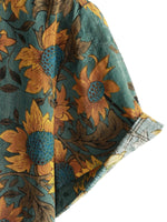 Summer Shirt with Short Sleeves in Retro Style with Sunflower Motif for Men
