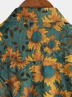 Retro Sunflower Breathable Short-Sleeve Summer Shirt