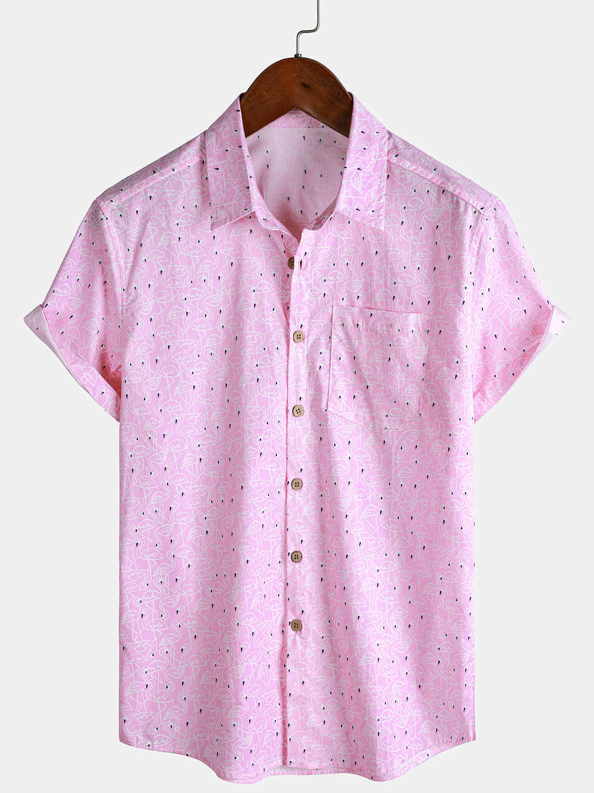 Pink Flamingo Beach Short-Sleeve Shirt