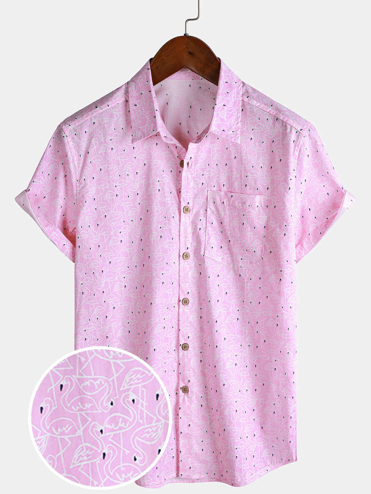 Pink Flamingo Beach Short-Sleeve Shirt