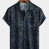 Short-Sleeve Summer Shirt with Pocket and Retro Floral Print