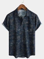 Short-Sleeve Summer Shirt with Pocket and Retro Floral Print