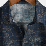 Short-Sleeve Summer Shirt with Pocket and Retro Floral Print