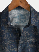 Short-Sleeve Summer Shirt with Pocket and Retro Floral Print