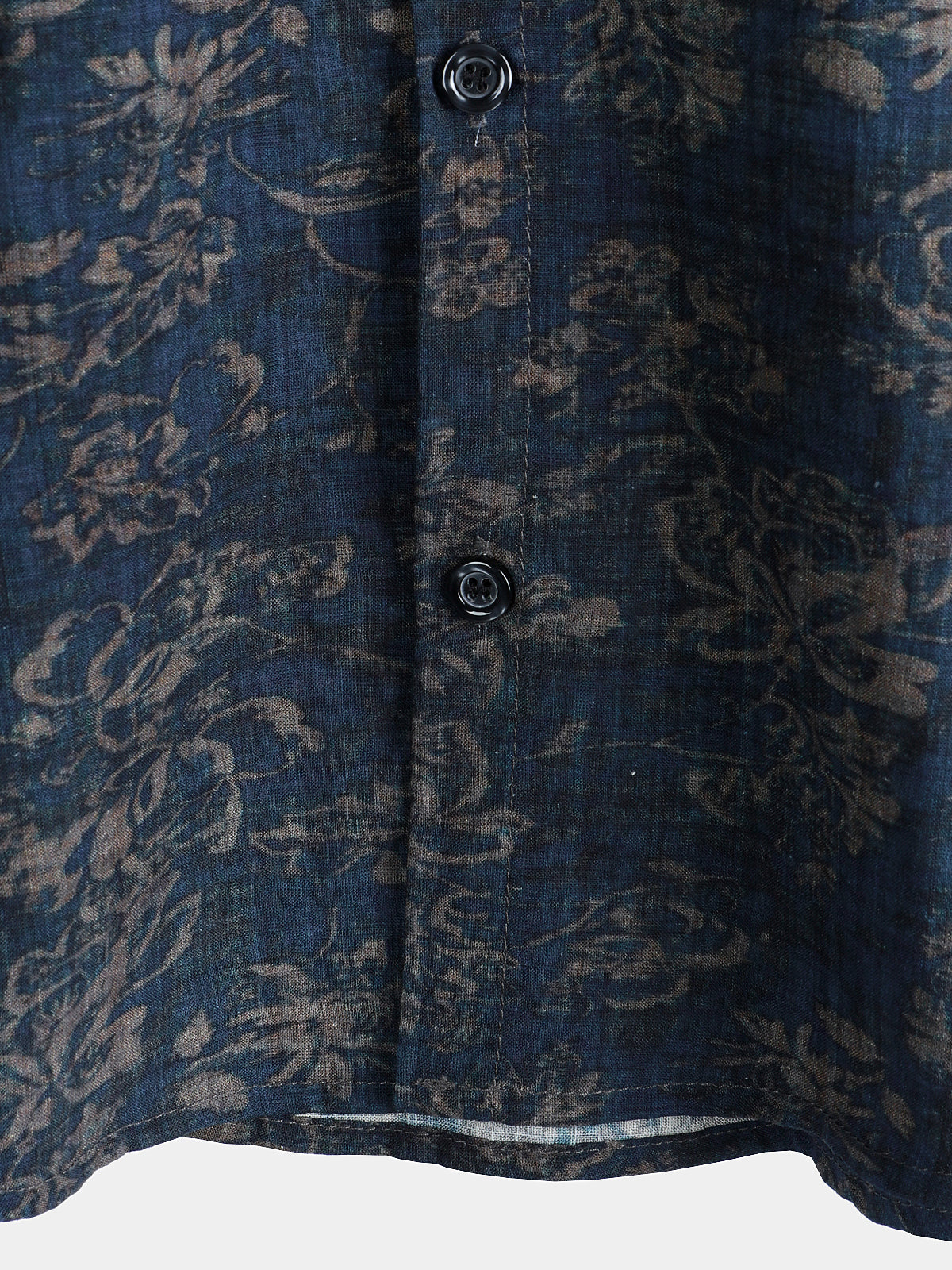 Short-Sleeve Summer Shirt with Pocket and Retro Floral Print