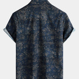 Short-Sleeve Summer Shirt with Pocket and Retro Floral Print