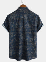 Short-Sleeve Summer Shirt with Pocket and Retro Floral Print