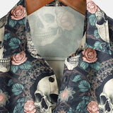 Summer Cotton Shirt with Short Sleeve for Men with Punk Rock Skull