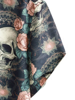 Summer Cotton Shirt with Short Sleeve for Men with Punk Rock Skull
