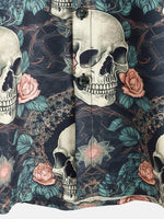 Summer Cotton Shirt with Short Sleeve for Men with Punk Rock Skull