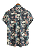Summer Cotton Shirt with Short Sleeve for Men with Punk Rock Skull