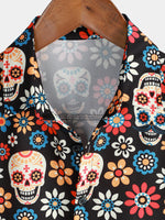 Cotton Summer Short Sleeve Shirt for Men with Punk Rock Skull