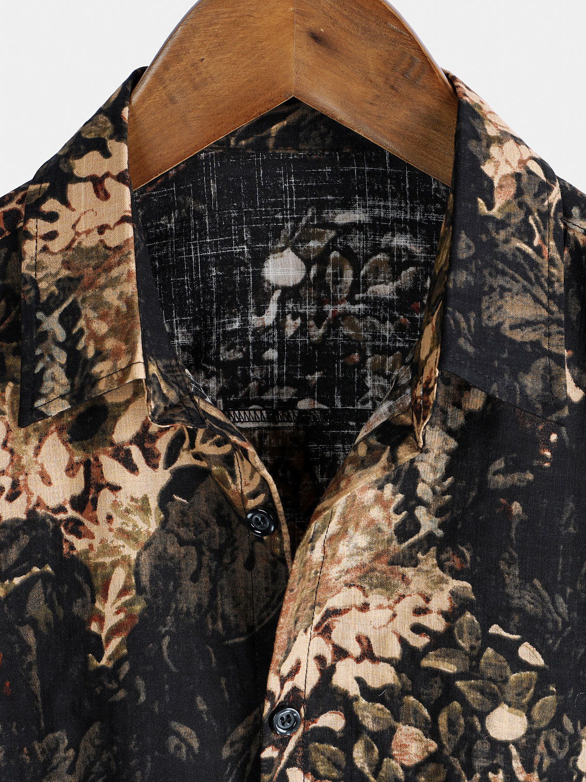 Button-Up Short Sleeve Shirt with Retro Botanical Print