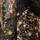 Button-Up Short Sleeve Shirt with Retro Botanical Print