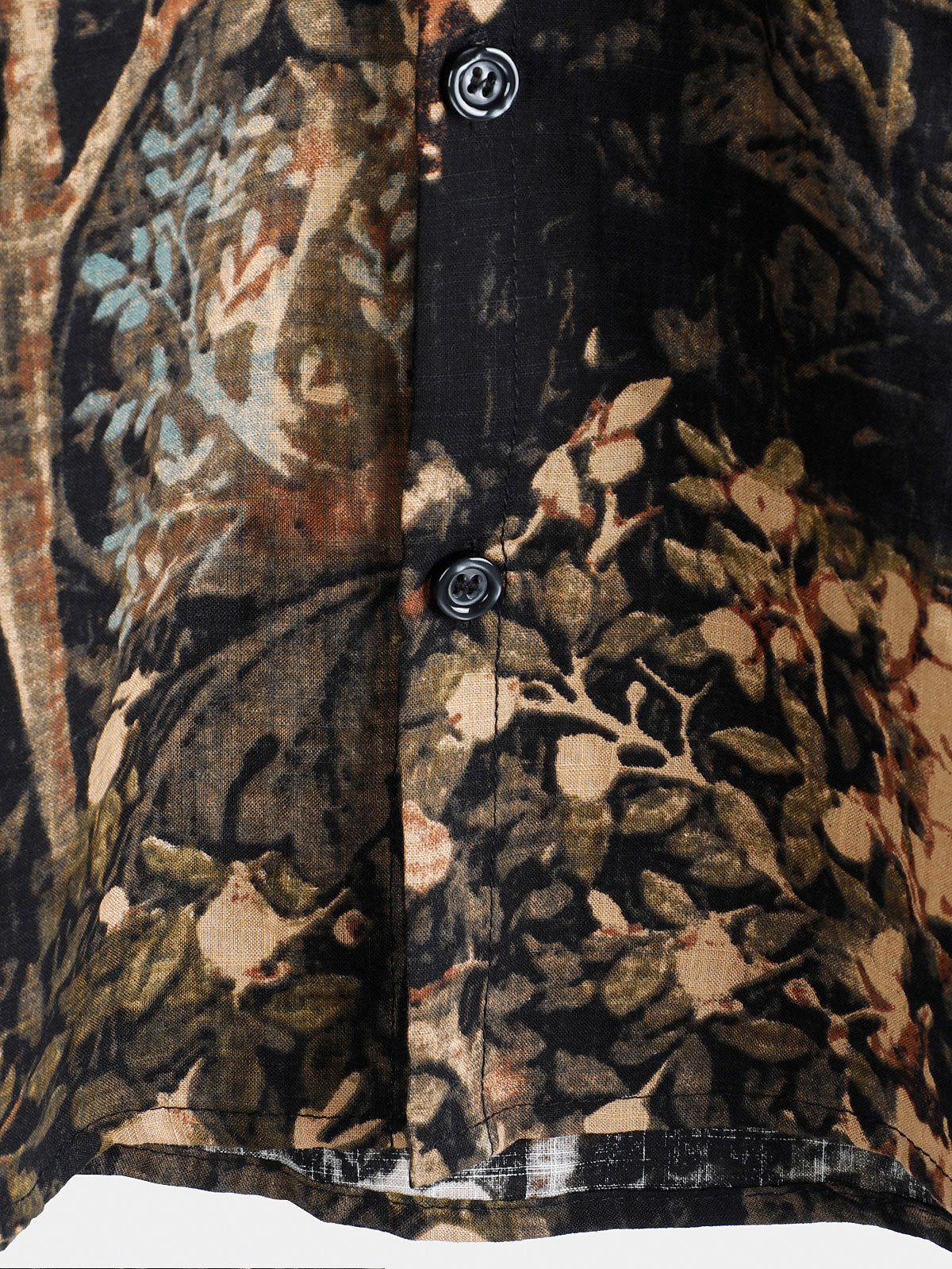 Button-Up Short Sleeve Shirt with Retro Botanical Print