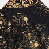 Button-Up Short Sleeve Shirt with Retro Botanical Print