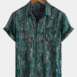 Short-Sleeve Shirt with Pocket and Retro Abstract Print