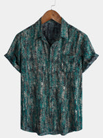 Short-Sleeve Shirt with Pocket and Retro Abstract Print